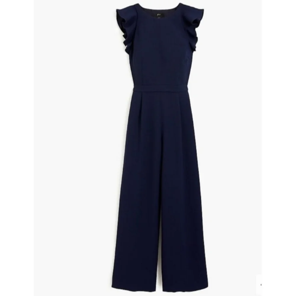 J. Crew Black One Piece Jumpsuit Size 6 NEW NWT Ruffle Flutter Sleeve - Picture 3 of 12